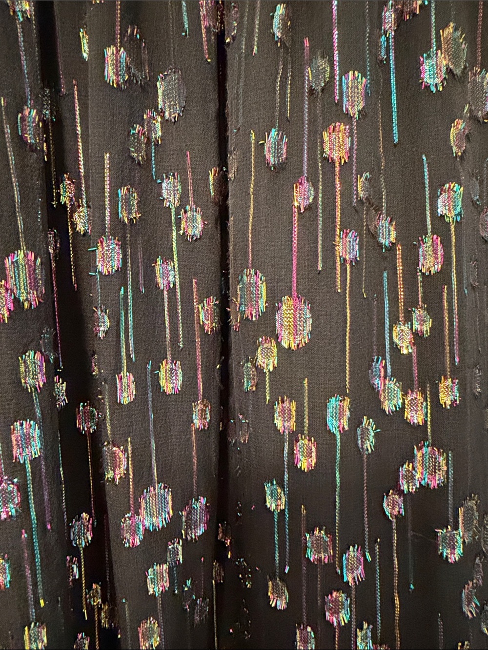 Mestiza Anthropologie Valora Ruffle Midi Dress Black Metallic Rainbow Size 12 - Picture 10 of 12